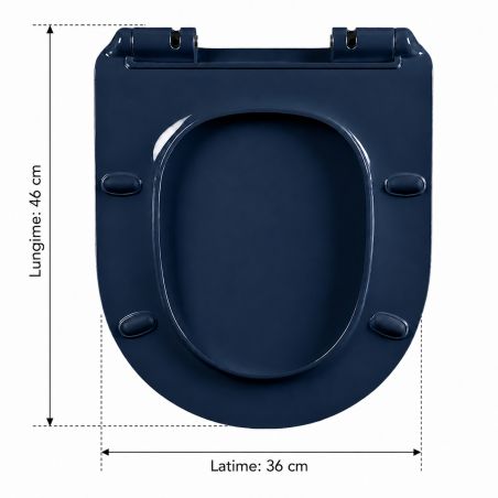Capac Duroplast, inchidere Soft-Close si Sistem Quick release pentru vas wc Lazio Albastru Terrazo