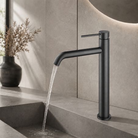 Baterie lavoar, Gun Grey, Perlator, otel inoxidabil, montaj pe blat, Fino