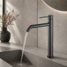 Baterie lavoar, Gun Grey, Perlator, otel inoxidabil, montaj pe blat, Fino