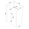 Lavoar stativ EGO 40, Alb Lucios, 55x42x85 cm, montaj pe podea, compozit de marmura, cu gaura baterie