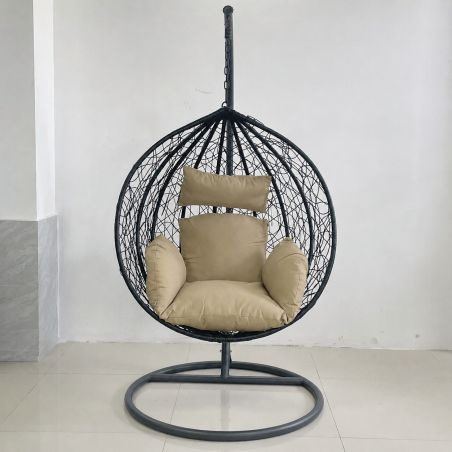 Scaun agatat, gradina sau terasa, Fotoliu suspendat de relaxare, California Black XL