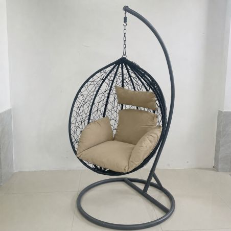 Scaun agatat, gradina sau terasa, Fotoliu suspendat de relaxare, California Black XL