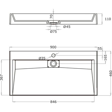 Lavoar EGO 19 Resigilat, Alb, lucios, compozit marmura,suspendat sau pe blat, cu o gaura baterie Dimensiune: 90x46 cm