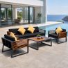 Set mobilier terasa gradina, canapea, 2 fotolii, masuta cafea cu ice bucket, aluminiu si lemn, Kia