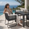 Set mobilier de 8 persoane, masa 240x100 cm + 8 scaune, gradina sau terasa, aluminiu, impletitura tip funie, Capri