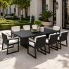 Set mobilier, masa 213x100 cm + 8 scaune, terasa sau gradina, aluminiu, tesatura 100% Olefin, Mykonos