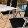 Set mobilier, terasa sau gradina, masa mare cu blat de sticla mata, 6 scaune Rabatabile aluminiu, 150 x 90 x 75  cm, Clinton