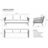 Set mobilier, canapea, 2 fotolii, masuta, terasa gradina, aluminiu si impletitura tip funie, Ray