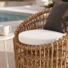 Set mobilier, 2 fotolii, masuta de cafea, terasa sau gradina, cadru aluminiu, poliratan, perne maro si albe, Ema