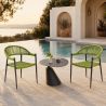 Set masa cu 2 scaune impletitura tip funie verde, terasa sau gradina, aluminiu dark grey,  Oasis