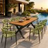 Set mobilier, masa 200 cm + 8 scaune cu impletitura tip funie verde, gradina sau terasa, aluminiu dark grey, Zen
