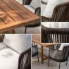 Set mobilier, 8 scaune, terasa, gradina, masa, cadru aluminiu poliratan, lemn masiv de Tec, Tess