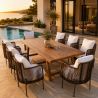 Set mobilier, 8 scaune, terasa, gradina, masa, cadru aluminiu poliratan, lemn masiv de Tec, Tess