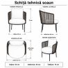 Set mobilier, 8 scaune, terasa, gradina, masa, cadru aluminiu poliratan, lemn masiv de Tec, Tess