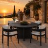 Set mobilier de 4 persoane, terasa sau gradina, aluminiu, masa rotunda si 4 scaune, tesatura din 100% Olefin, Costa Rica