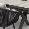 Set mobilier, masa extensibila cu blat de piatra, 6 persoane, gradina sau terasa, aluminiu, impletitura tip funie, Maldives