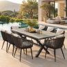 Set mobilier, masa extensibila cu blat de piatra, de 8 persoane, gradina sau terasa, aluminiu, impletitura tip funie, Maldives