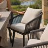 Set mobilier, masa extensibila cu blat de piatra, de 8 persoane, gradina sau terasa, aluminiu, impletitura tip funie, Maldives