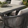 Set mobilier, masa extensibila cu blat de piatra, de 8 persoane, gradina sau terasa, aluminiu, impletitura tip funie, Maldives