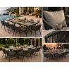 Set mobilier, masa extensibila cu blat de piatra, de 8 persoane, gradina sau terasa, aluminiu, impletitura tip funie, Maldives