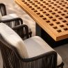 Set mobilier, masa mare Tec, 8 scaune perne incluse, terasa sau gradina, cadru Aluminiu si poliratan, Mora
