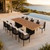 Set mobilier, masa mare Tec, 8 scaune perne incluse, terasa sau gradina, cadru Aluminiu si poliratan, Mora