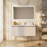Mobilier baie din Mdf, front cu design riflat, lavoar din compozit, inchidere Soft-Close, 120x46x49 cm, Alb, Evo
