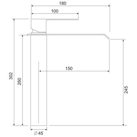 Baterie lavoar, tip cascada, inaltime 30 cm, montaj pe blat, Negru Mat, Avira