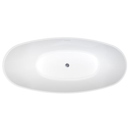 Cada de baie, freestanding, acril, ventil si preaplin crom inclus, Alb lucios interior/exterior, 160x80 cm, Cairo