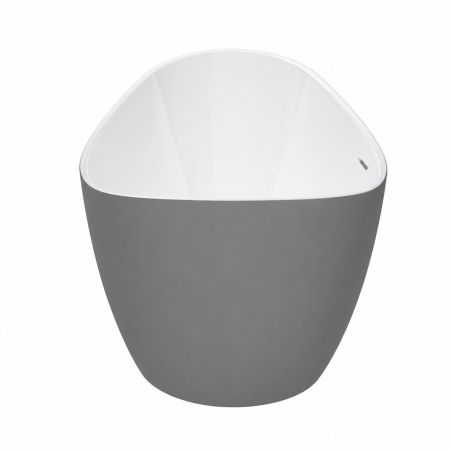 Cada de baie, freestanding, acril, ventil si preaplin crom inclus, Gri Mat exterior Alb Lucios interior, 160x80 cm, Cairo