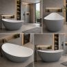 Cada de baie, freestanding, acril, ventil si preaplin crom inclus, Gri Mat exterior Alb Lucios interior, 160x80 cm, Cairo