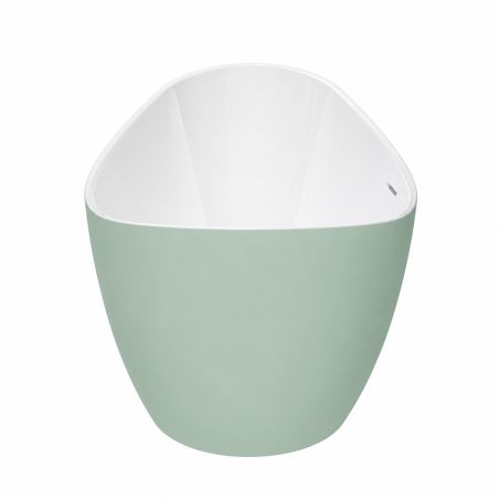 Cada de baie, freestanding, acril, ventil si preaplin crom inclus, Verde Mint Mat exterior Alb Lucios interior, 160x80 cm, Cairo
