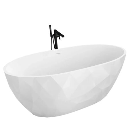 Cada de baie, freestanding, acril, ventil si preaplin crom inclus, Alb lucios exterior Alb Mat interior, 170x80 cm, Valencia