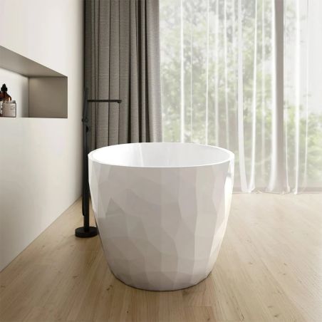 Cada de baie, freestanding, acril, ventil si preaplin crom inclus, Alb lucios exterior Alb Mat interior, 170x80 cm, Valencia