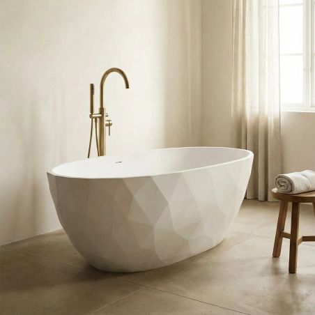 Cada de baie, freestanding, acril, ventil si preaplin crom inclus, Alb lucios exterior Alb Mat interior, 170x80 cm, Valencia