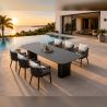 Set mobilier, masa robusta 214x100 cm + 6 scaune cu impletitura tip funie, terasa sau gradina, aluminiu, Nova Luxe