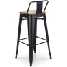 Scaun de bar, cadru ranforsat, fier, sezut din lemn de ulm, design industrial, 43x43x76 cm, Timo