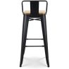 Scaun de bar, cadru ranforsat, fier, sezut din lemn de ulm, design industrial, 43x43x76 cm, Timo