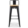 Scaun de bar, cadru ranforsat, fier, sezut din lemn de ulm, design industrial, 43x43x76 cm, Timo