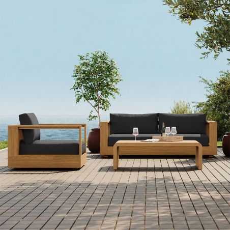 Set mobilier terasa gradina, canapea 2 locuri, 2 fotolii, masuta de cafea, aluminiu, Edenia