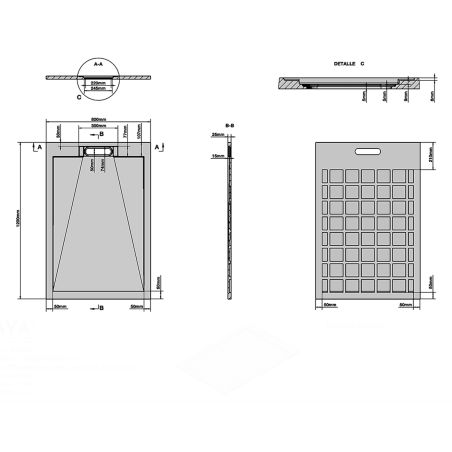 Cadita de dus, Alb, finisaj Carrara Arabescato, compozit, inaltime 2.5 cm, dimensiuni 100-160x80-90 cm, decupabila, Antonio