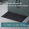Cadita dus, compozit de marmura, scurgere ascunsa, inaltime 3 cm, Antracit Mat, dimensiune: 80-90x120 cm, GEO10