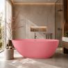 Cada de baie, Roz somon Mat, compozit mineral, freestanding, ventil crom inclus, 170x78 cm, Aveline