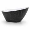Cada de baie, freestanding, acril, ventil si preaplin crom inclus, Negru Marquina exterior Alb Lucios interior, 160x80 cm, Cairo