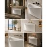 Lavoar Alb lucios, design ultra-subtire, montaj suspendat pe perete, 90x41 cm, Liam