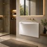 Lavoar Alb lucios, design ultra-subtire, montaj suspendat pe perete, 90x41 cm, Liam