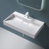 Lavoar EGO 19, Alb, lucios, compozit marmura, dimensiune 60 cm , suspendat sau pe blat, cu o gaura baterie