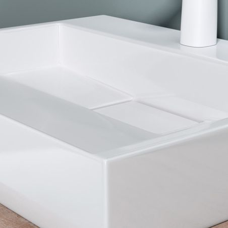 Lavoar EGO 19, Alb, lucios, compozit marmura, dimensiune 60 cm , suspendat sau pe blat, cu o gaura baterie