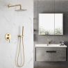 Sistem de dus, Auriu Mat, 2 functii, otel, baterie incastrata cu monocomanda, Fino