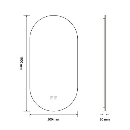 Oglinda Led, Resigilat, Dezaburire, 3 Culori, Touch, 5 mm, cadru ultra-slim negru, dimensiuni 100x50 cm, Victoria